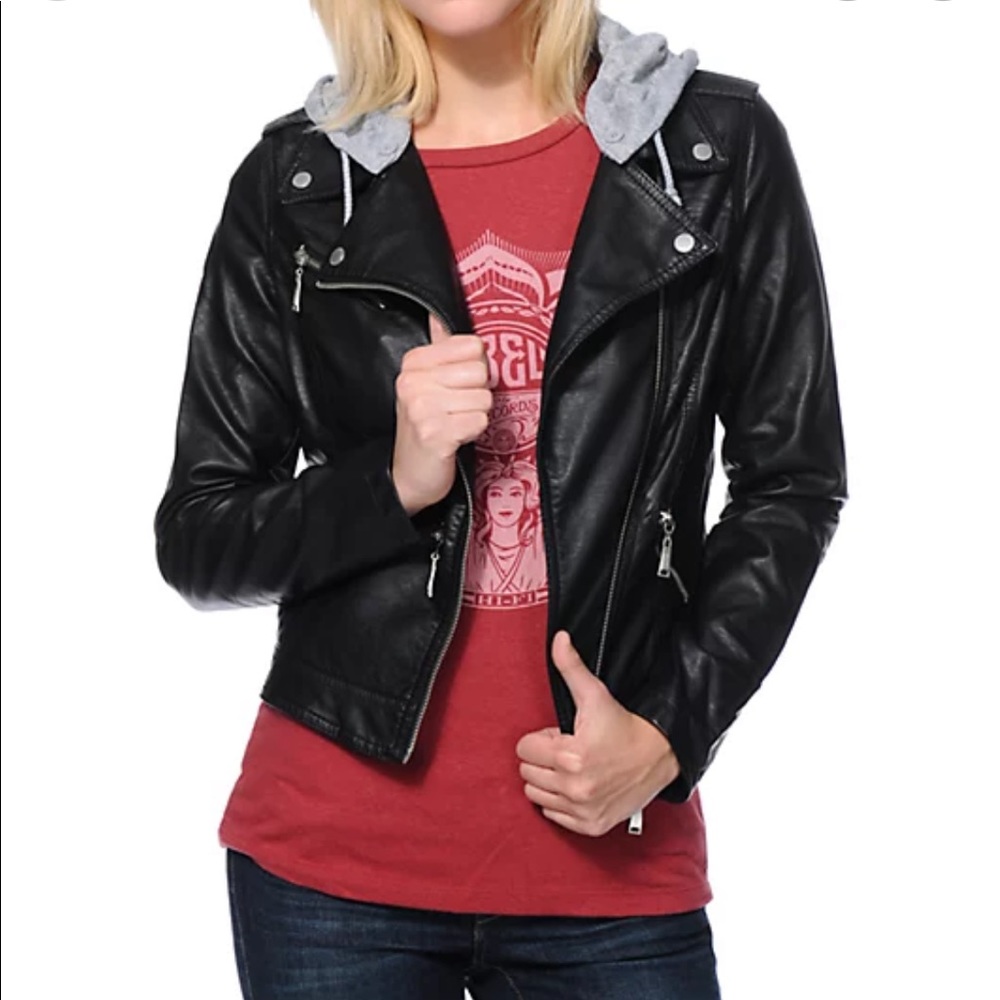 JOU JOU faux leather moto jacket